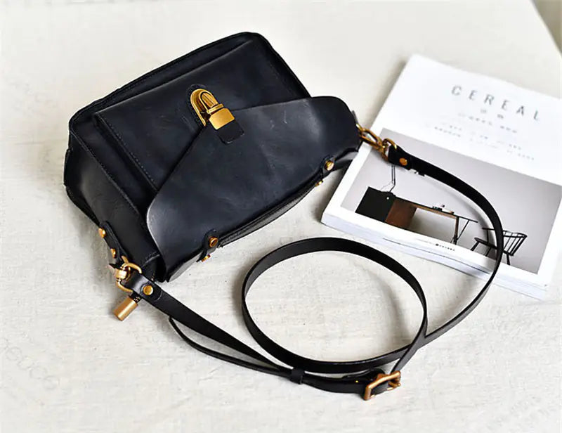 Vintage Handmade Cowhide Messenger Bag