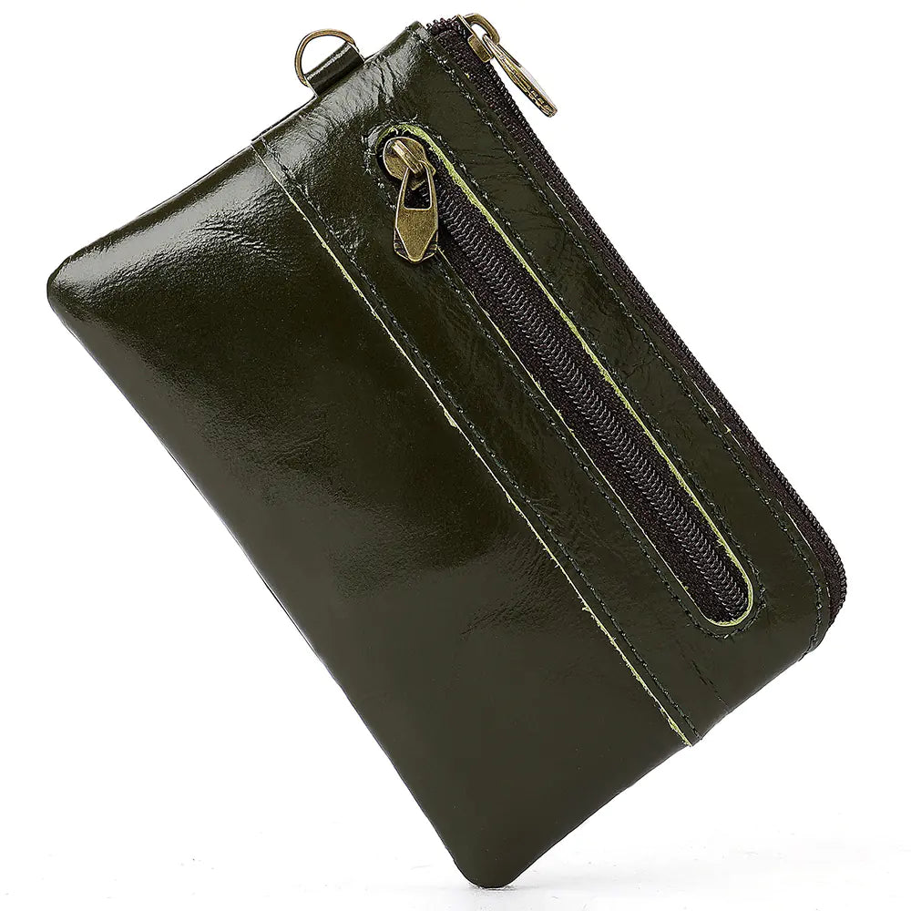 Vintage Cowhide Zipper Card Holder