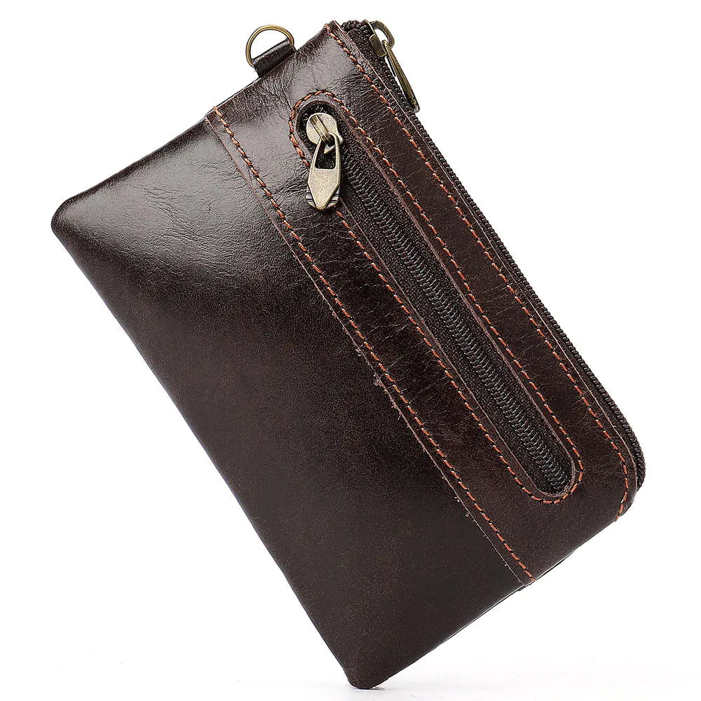 Vintage Cowhide Zipper Card Holder