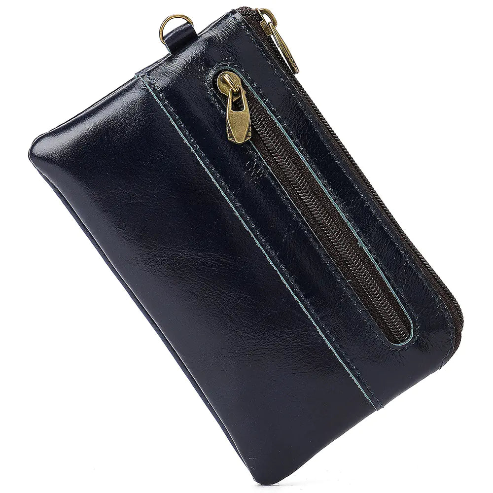Vintage Cowhide Zipper Card Holder