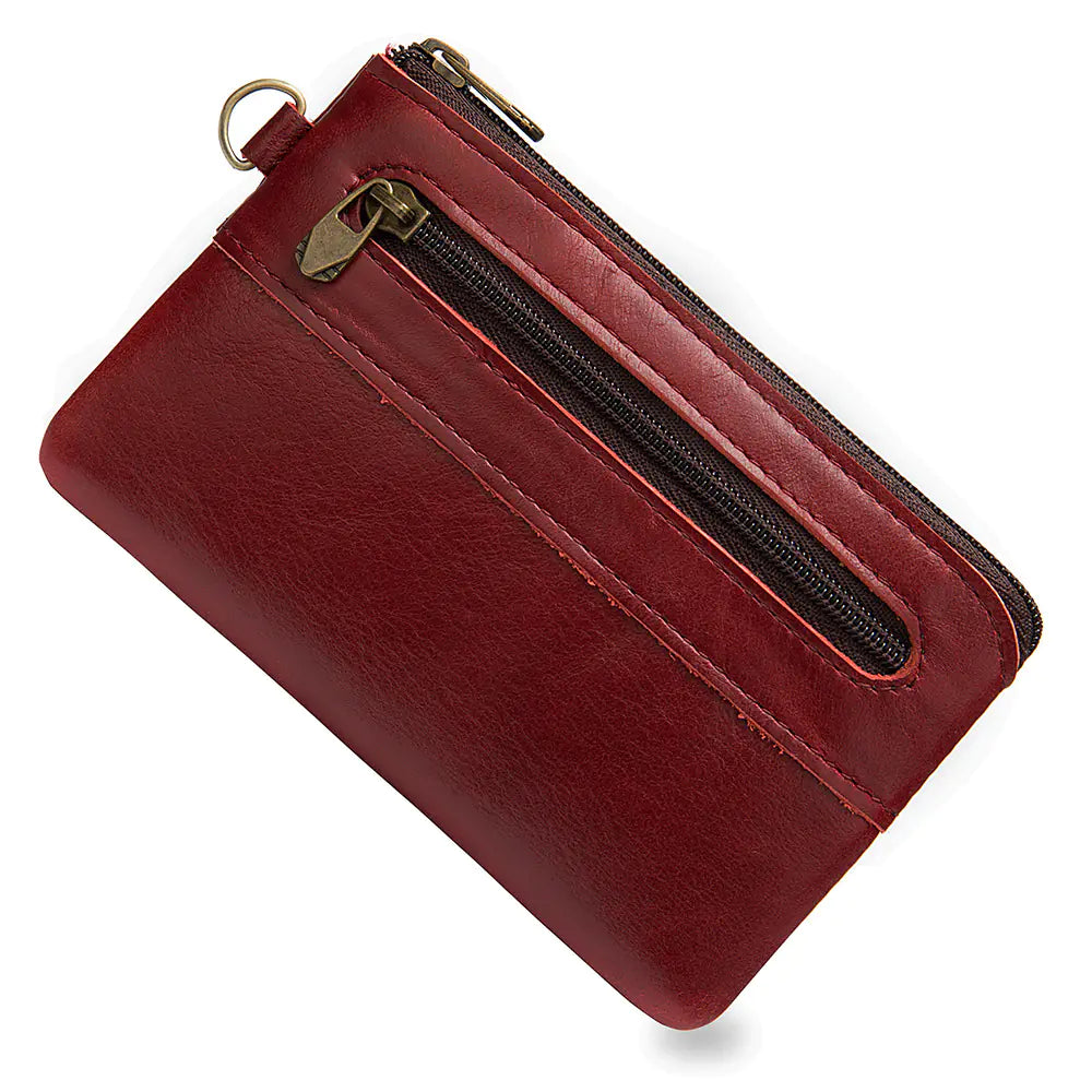 Vintage Cowhide Zipper Card Holder