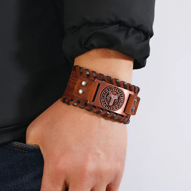 Vintage Electroplated Woven Cowhide Bracelet
